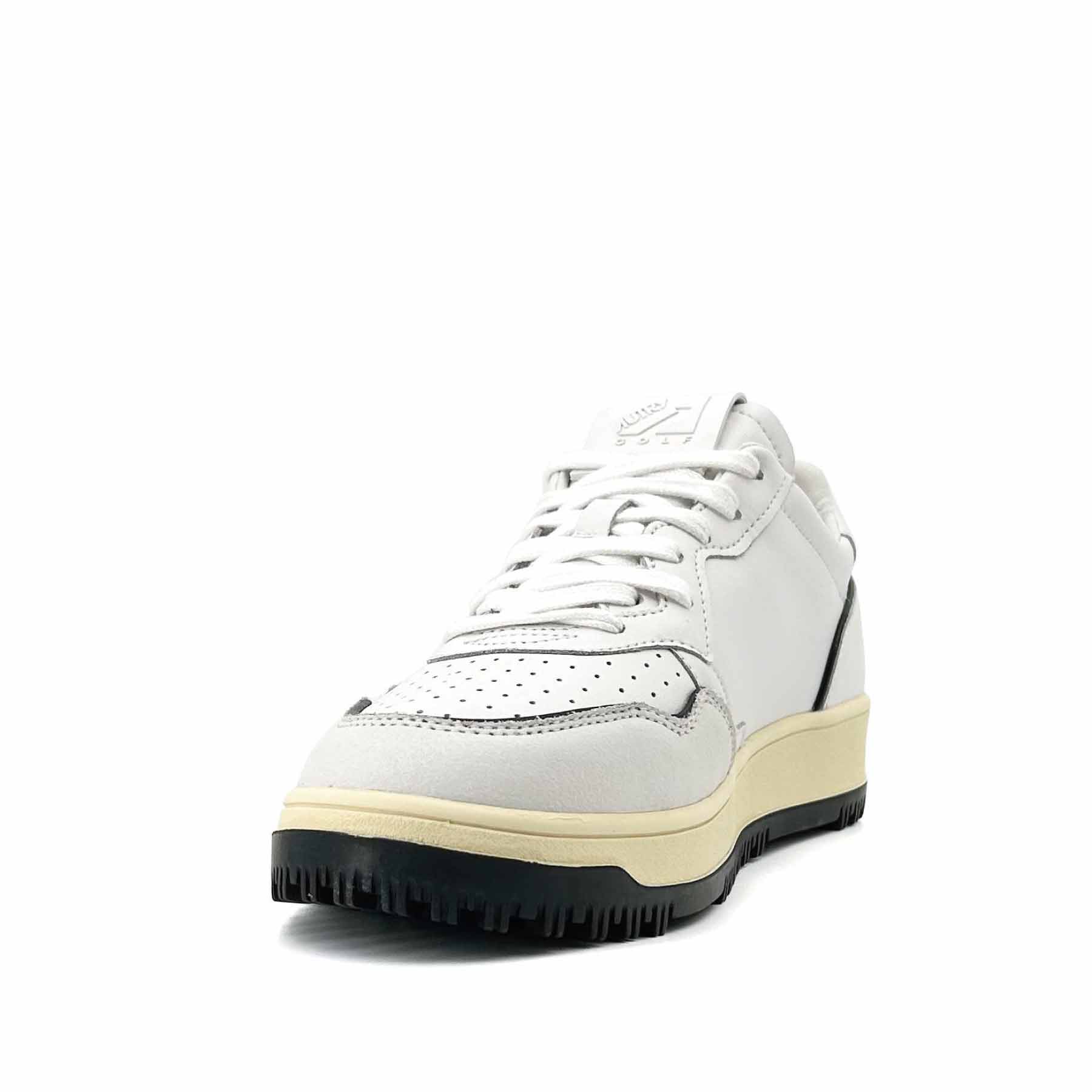 Golf Sneakers Low Man White Leather Black