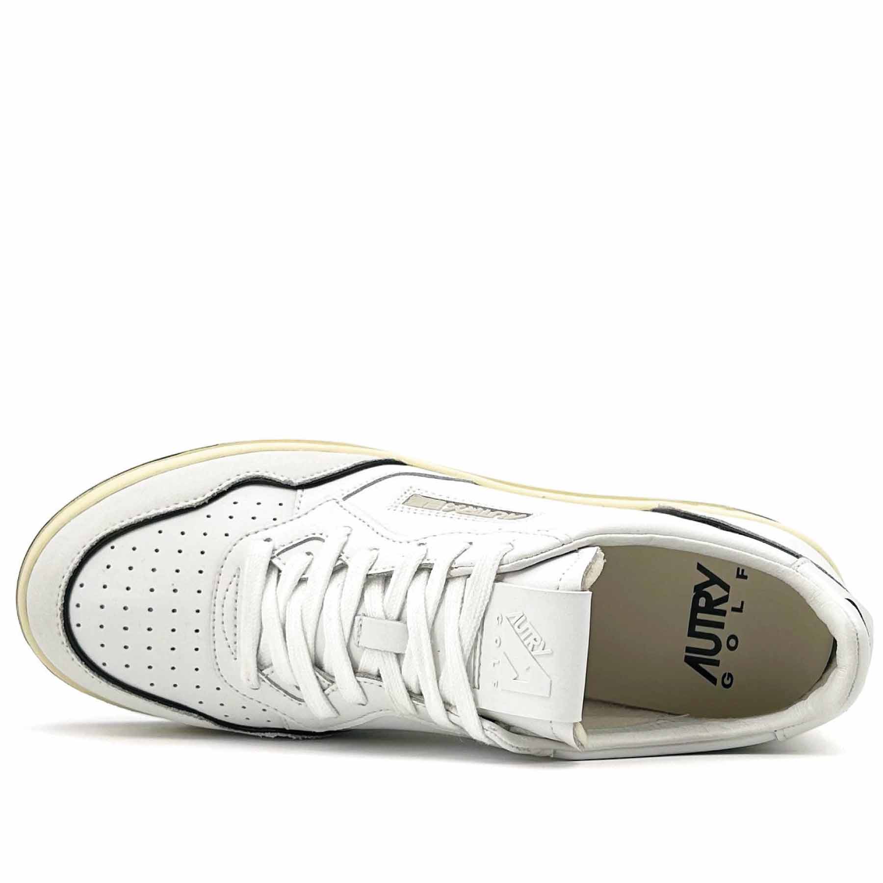 Golf Sneakers Low Man White Leather Black