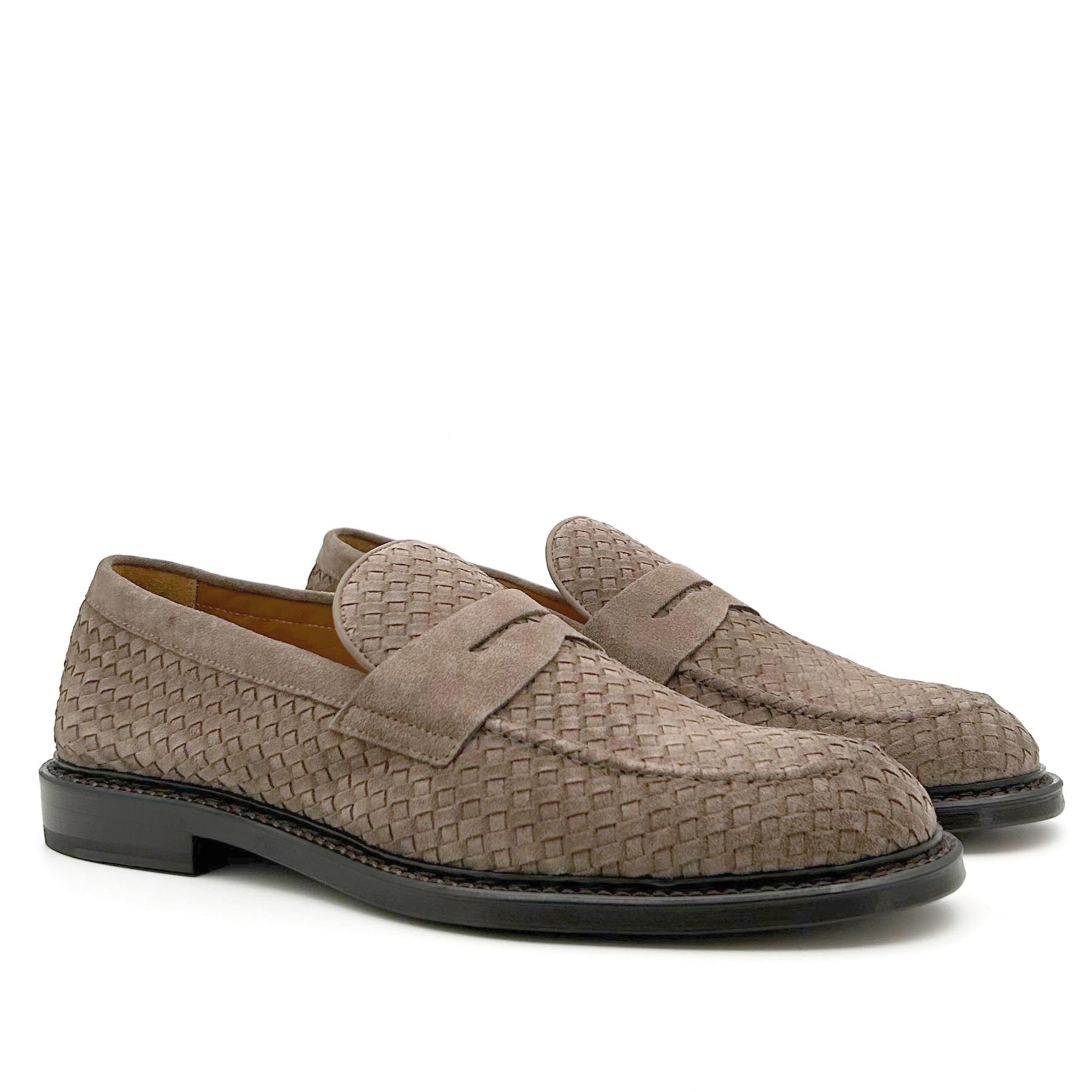 Penny Loafer Woven Suede Taupe