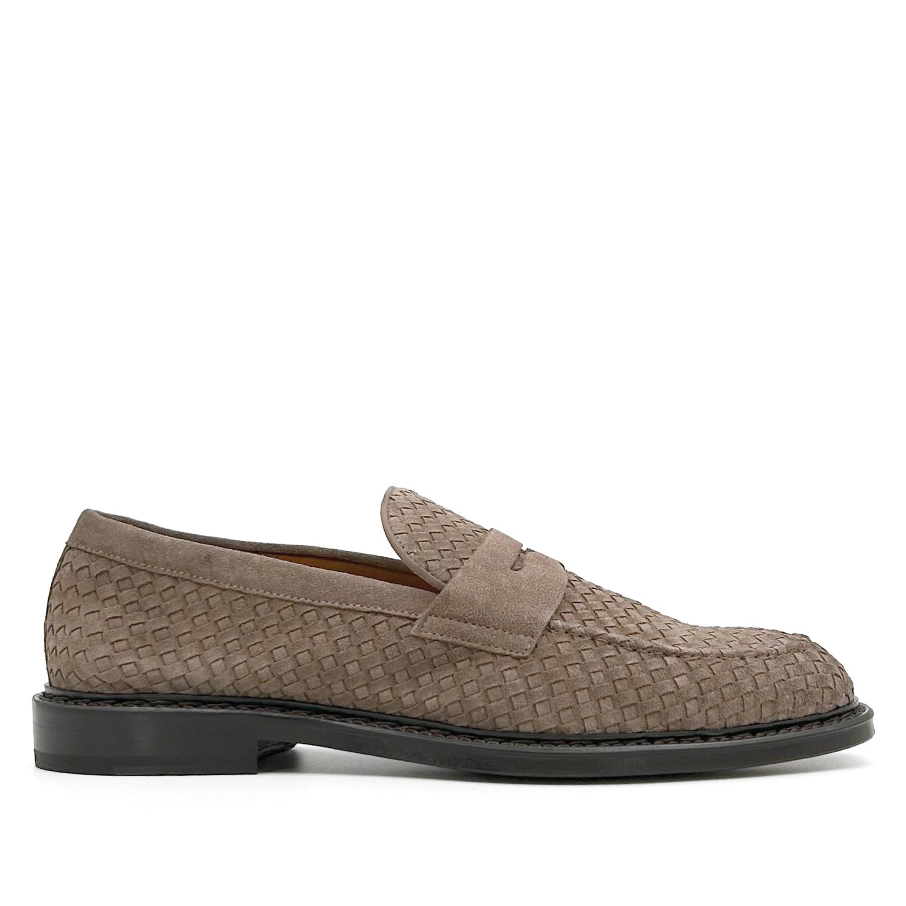 Penny Loafer Woven Suede Taupe
