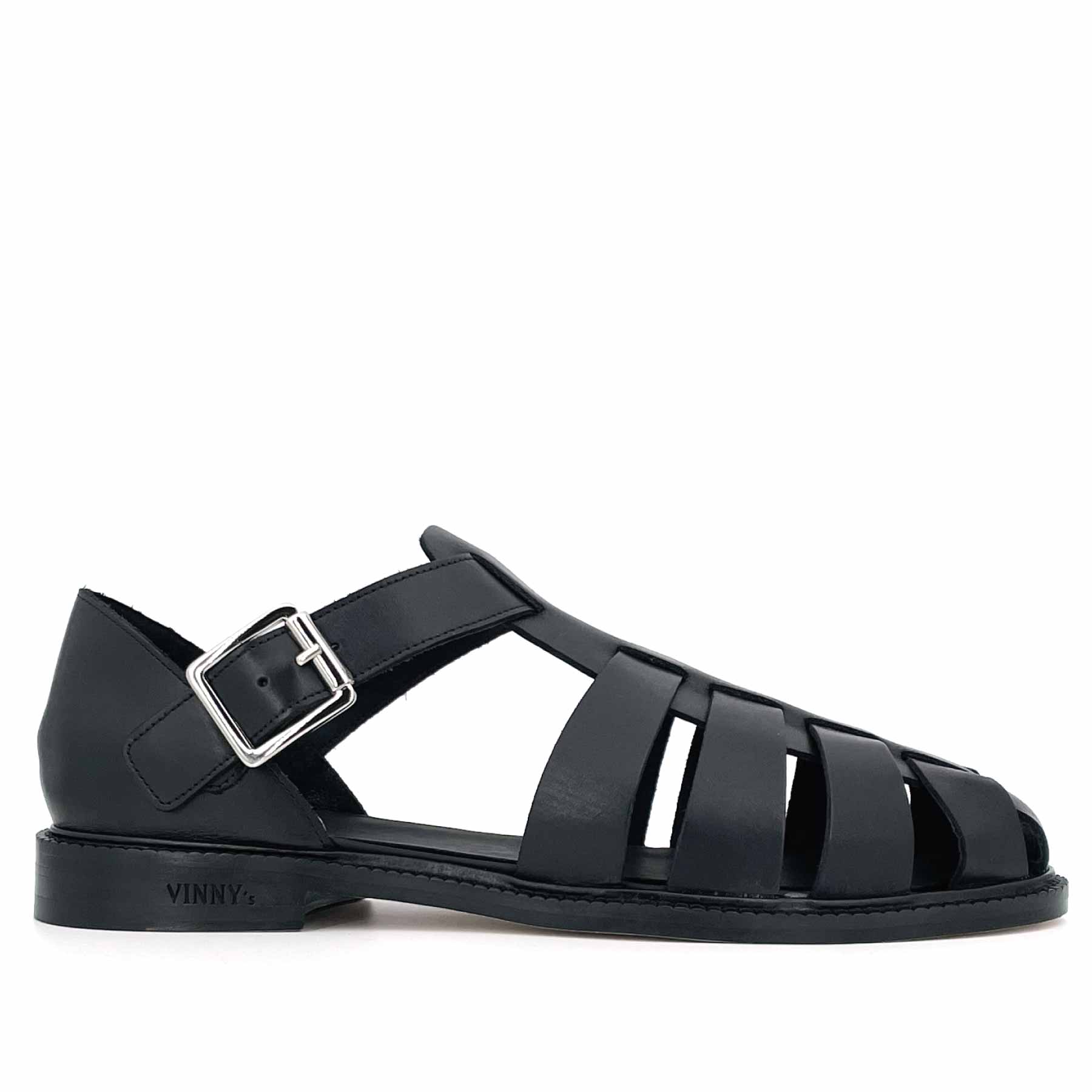 Fisherman Sandal Crust Leather Black