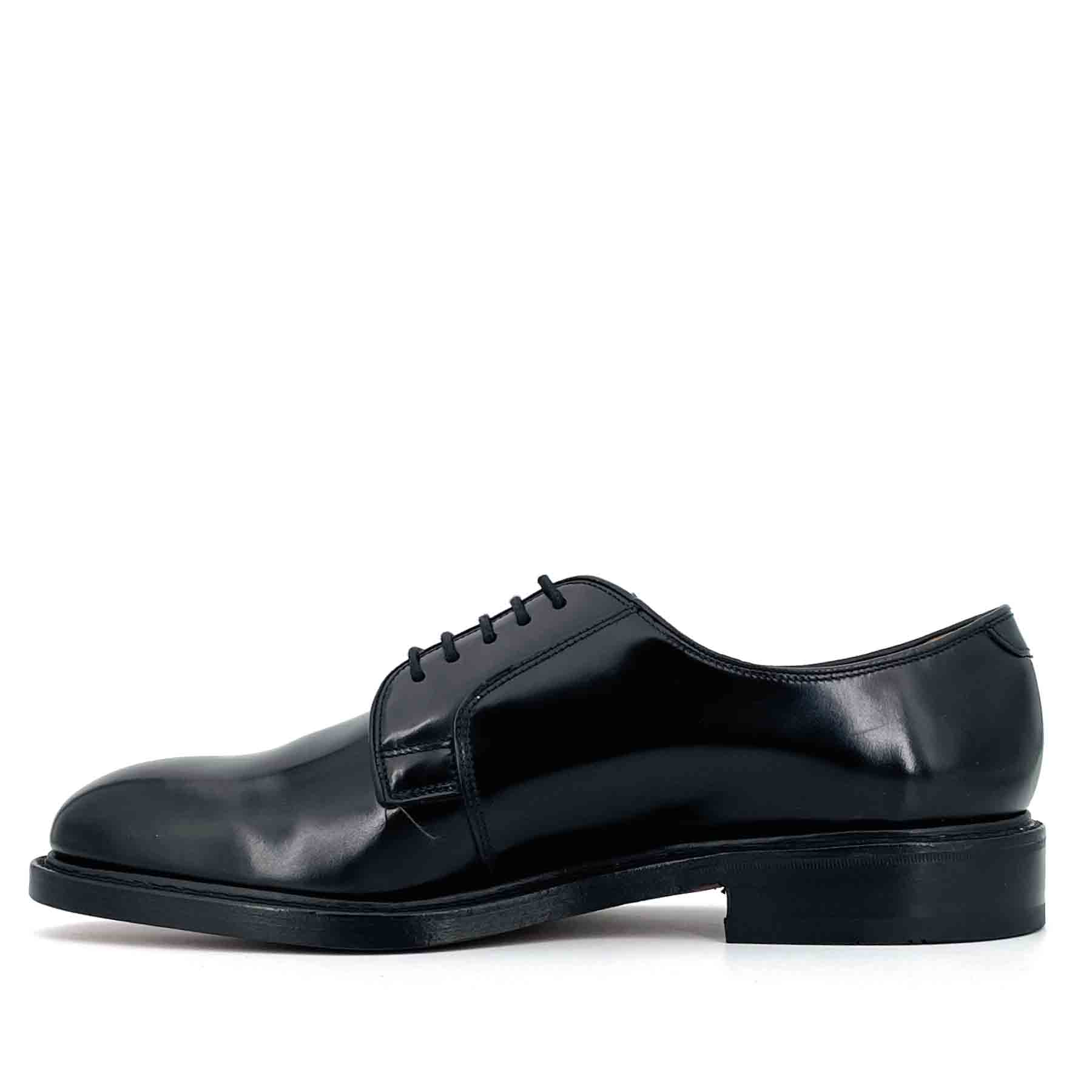 771 Black Polished Plain Front Derby