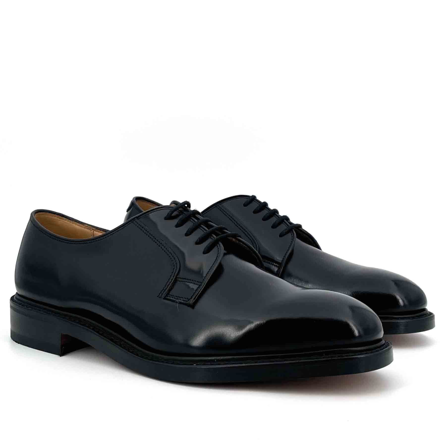 771 Black Polished Plain Front Derby