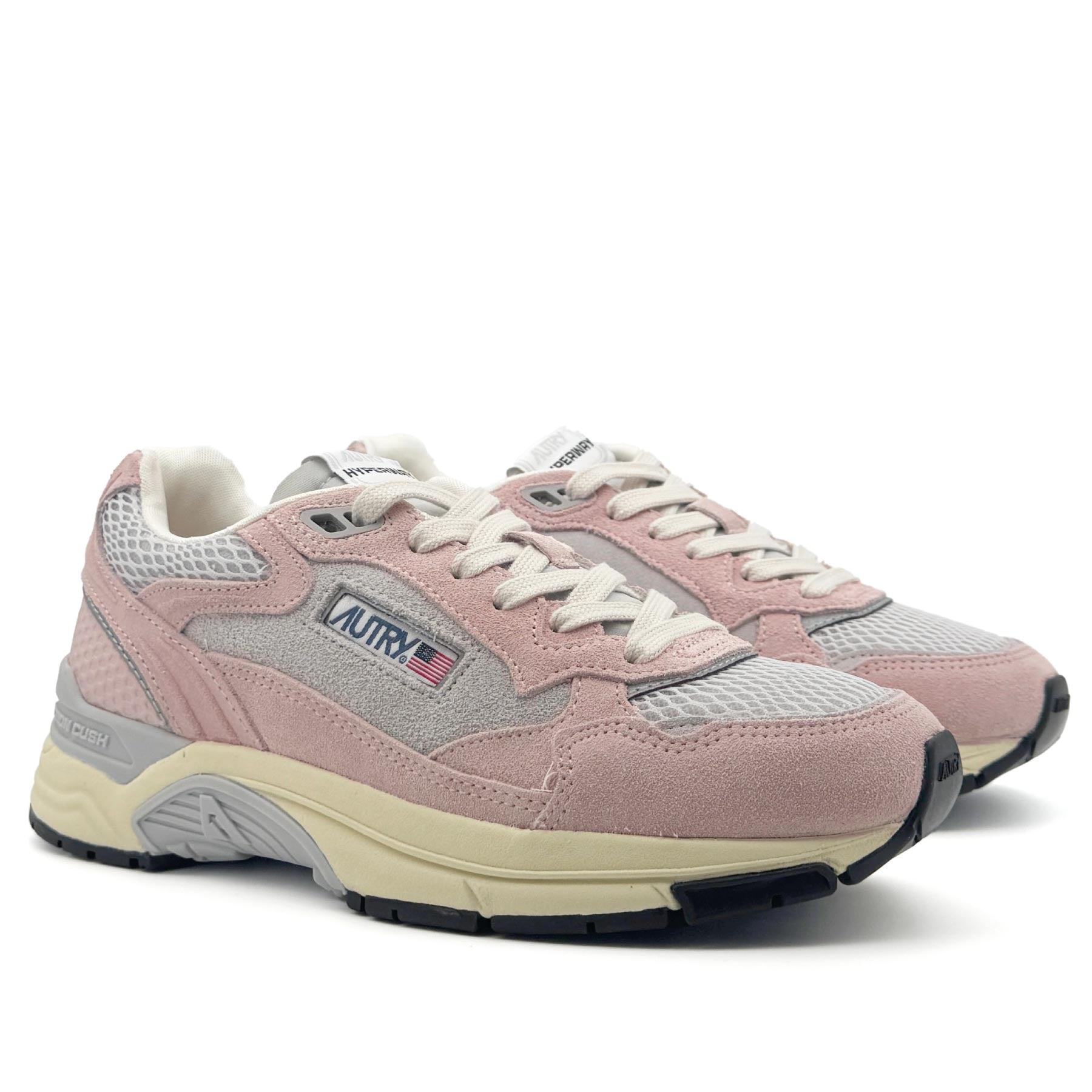 【関税込み】AUTRY HYPERWAY LOW WOM SUEDE/MESH WHT/SILV Autry Hyperway Sneakers In White And Silver Mesh And Suede