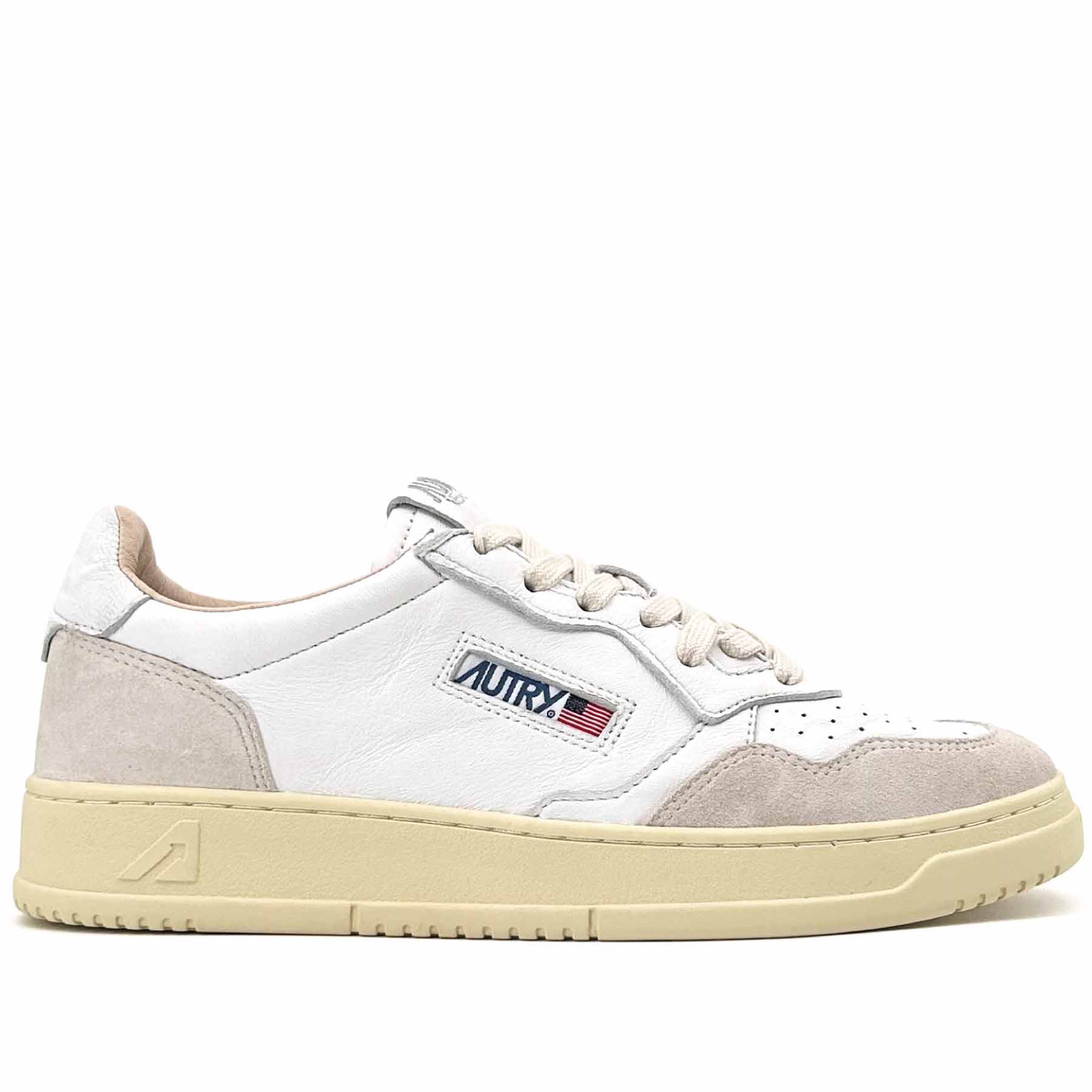 Medalist Low Man White Goat Leather White Suede