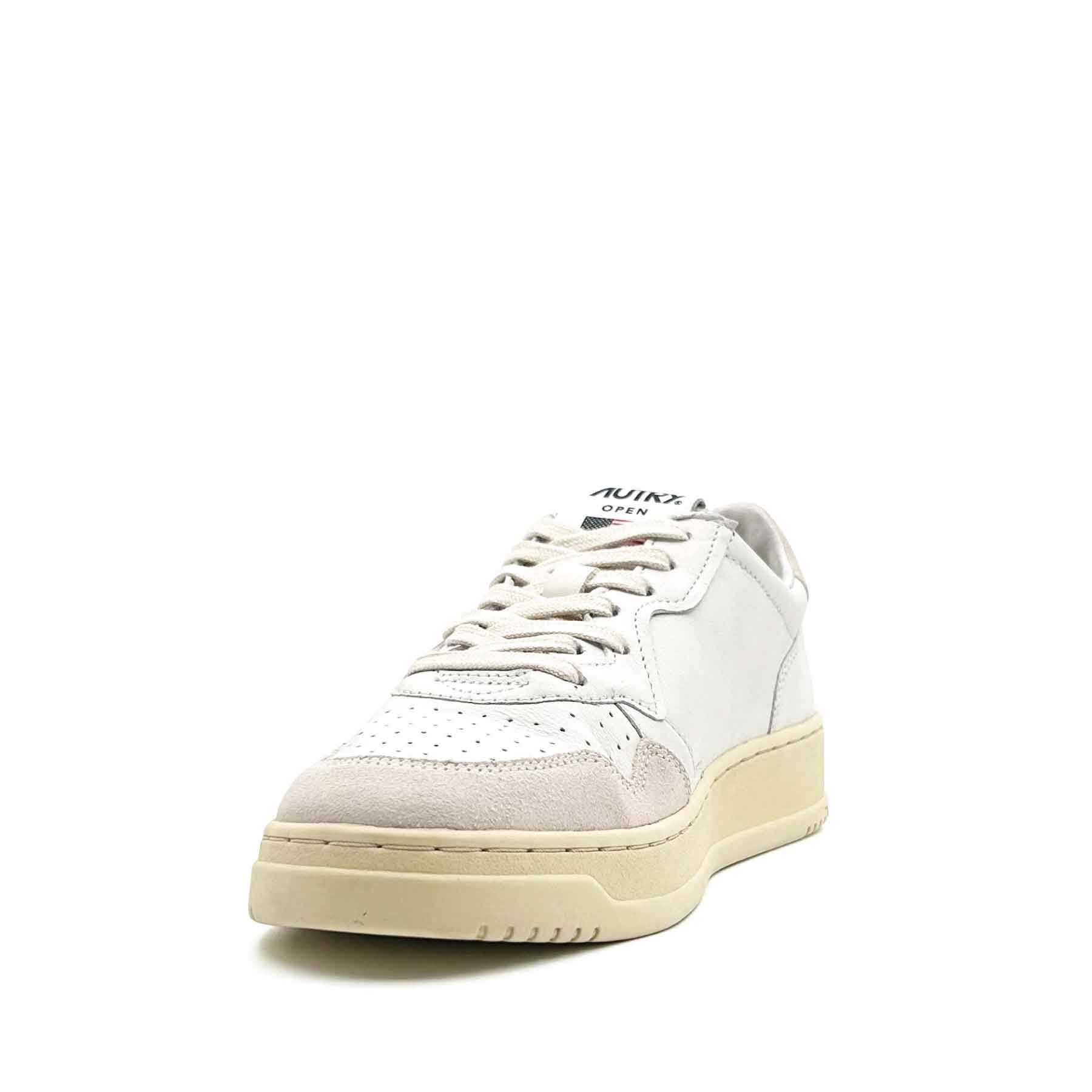 Medalist Open Leather White Suede