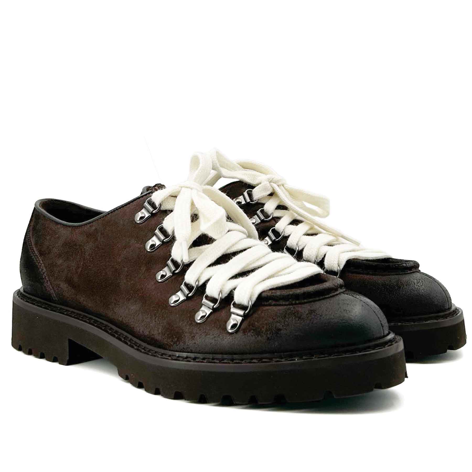 Commander Lace-Up Dark Brown Wool Laces