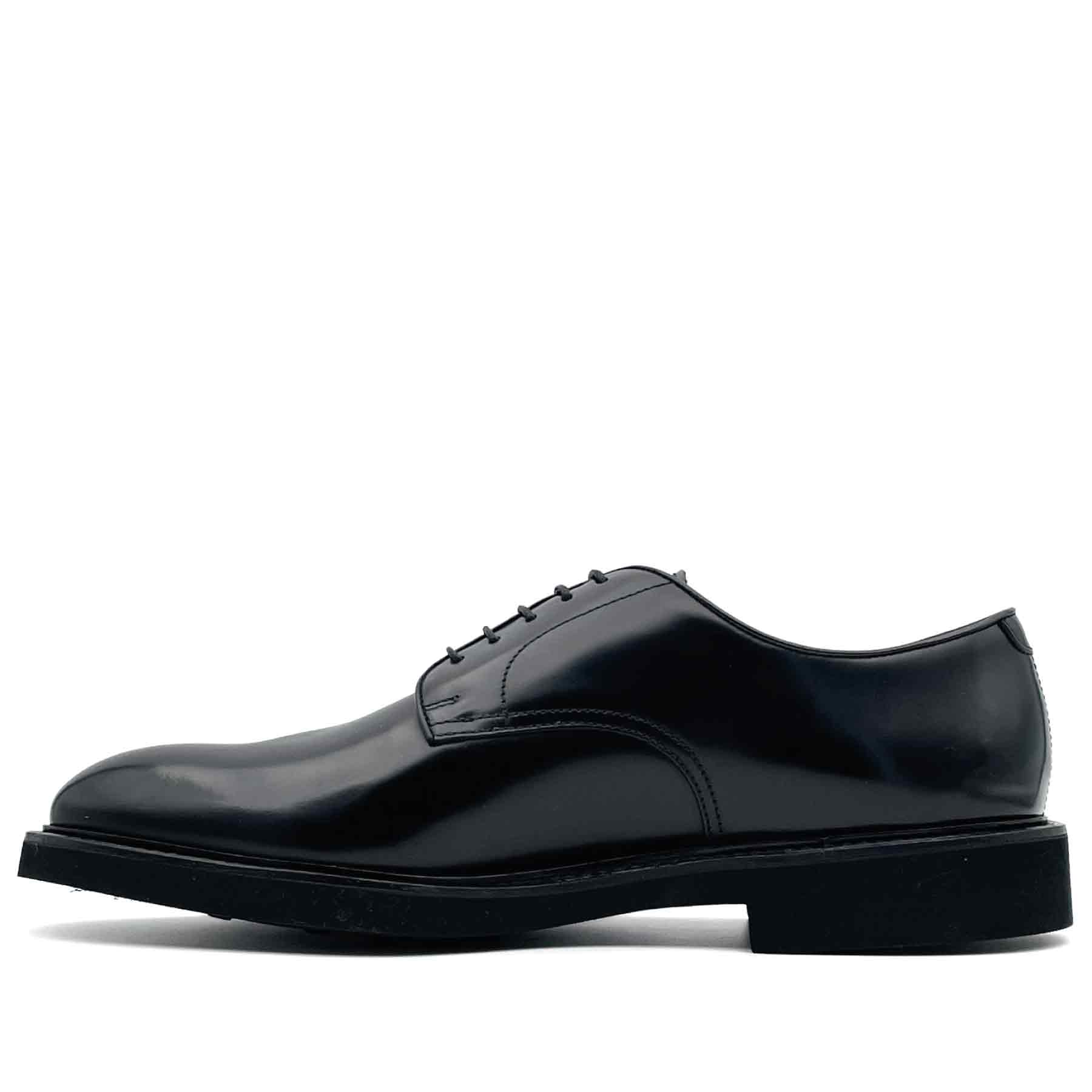 DERBY BLACK LEATHER LACE-UPS