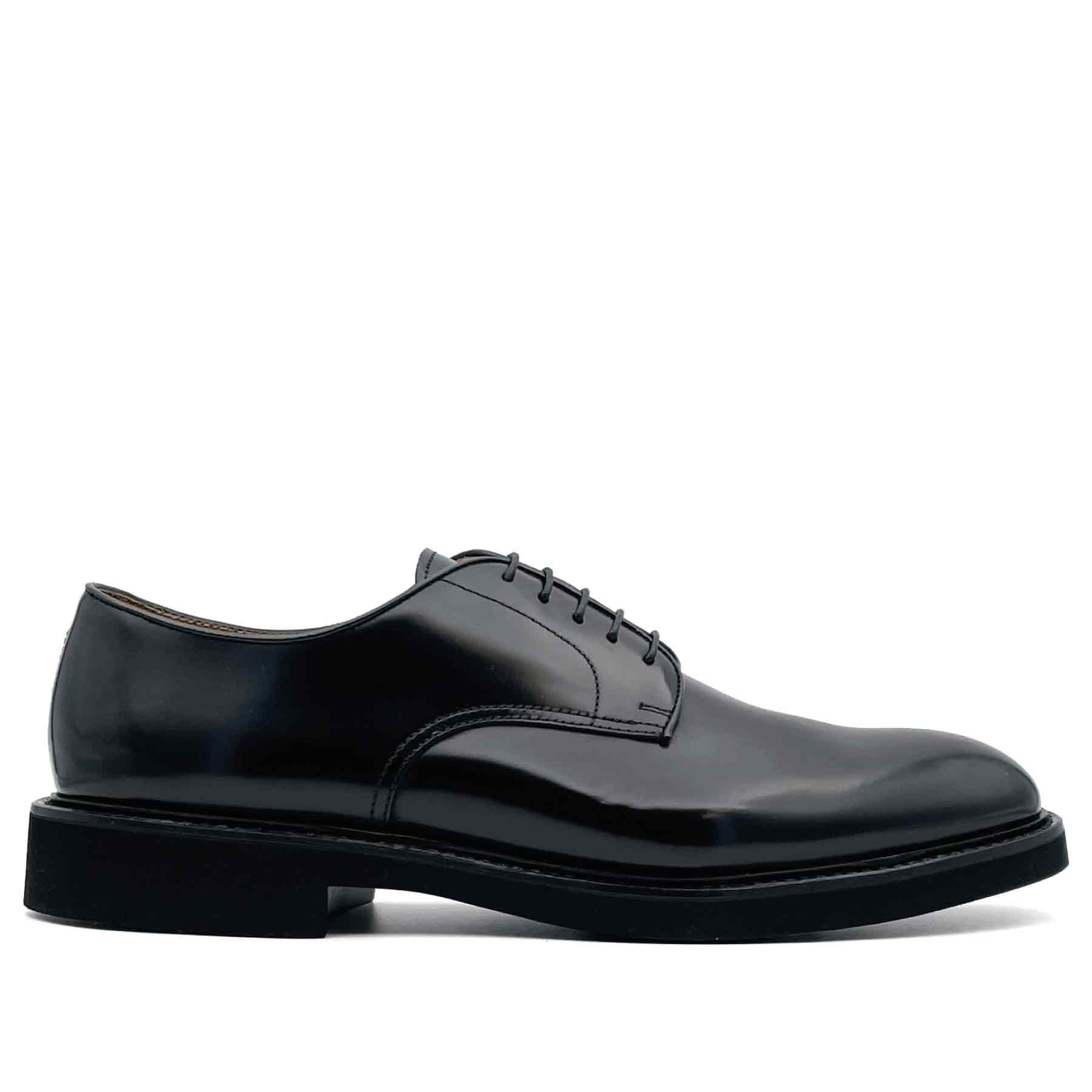 DERBY BLACK LEATHER LACE-UPS