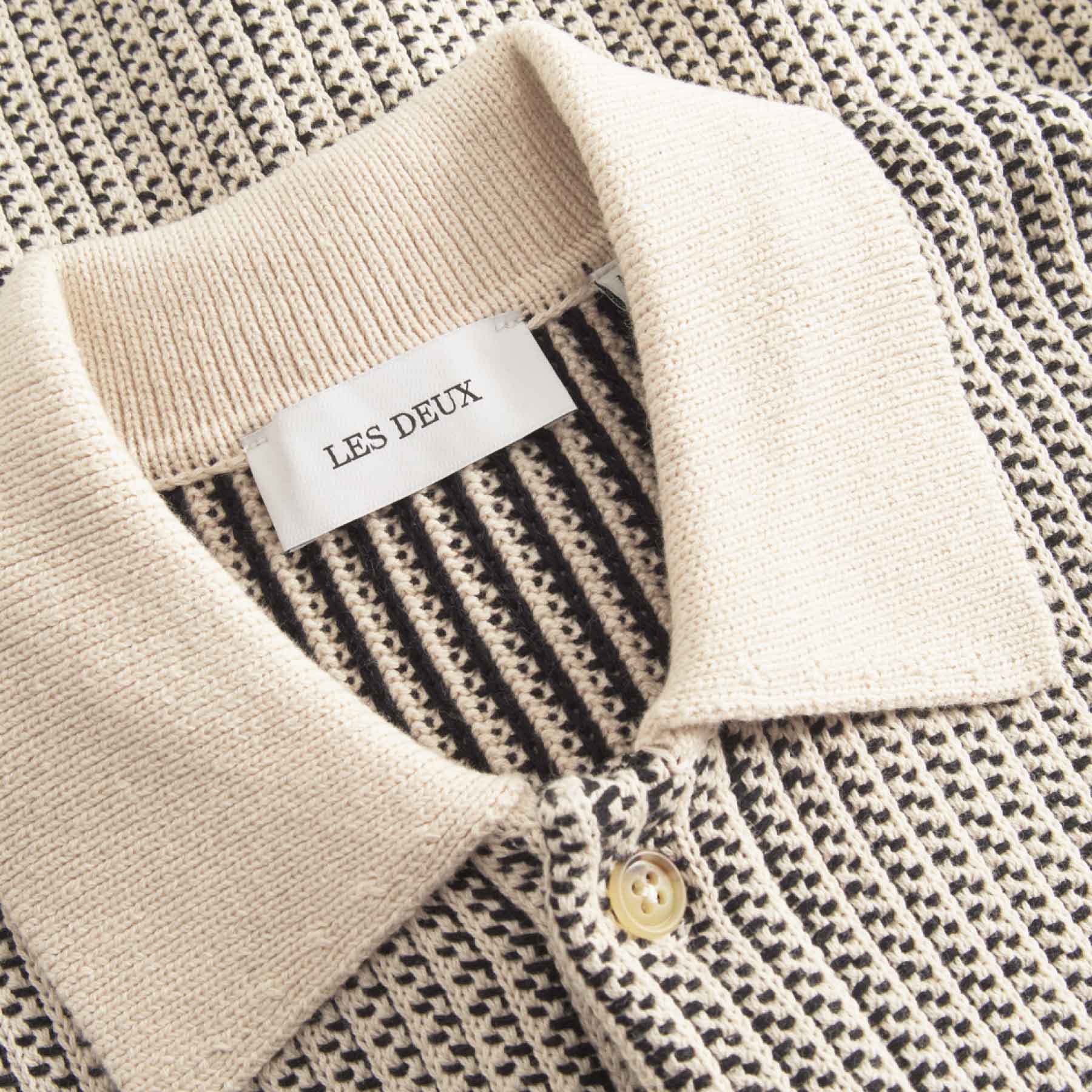 Easton Knitted SS Shirt Ivory Black