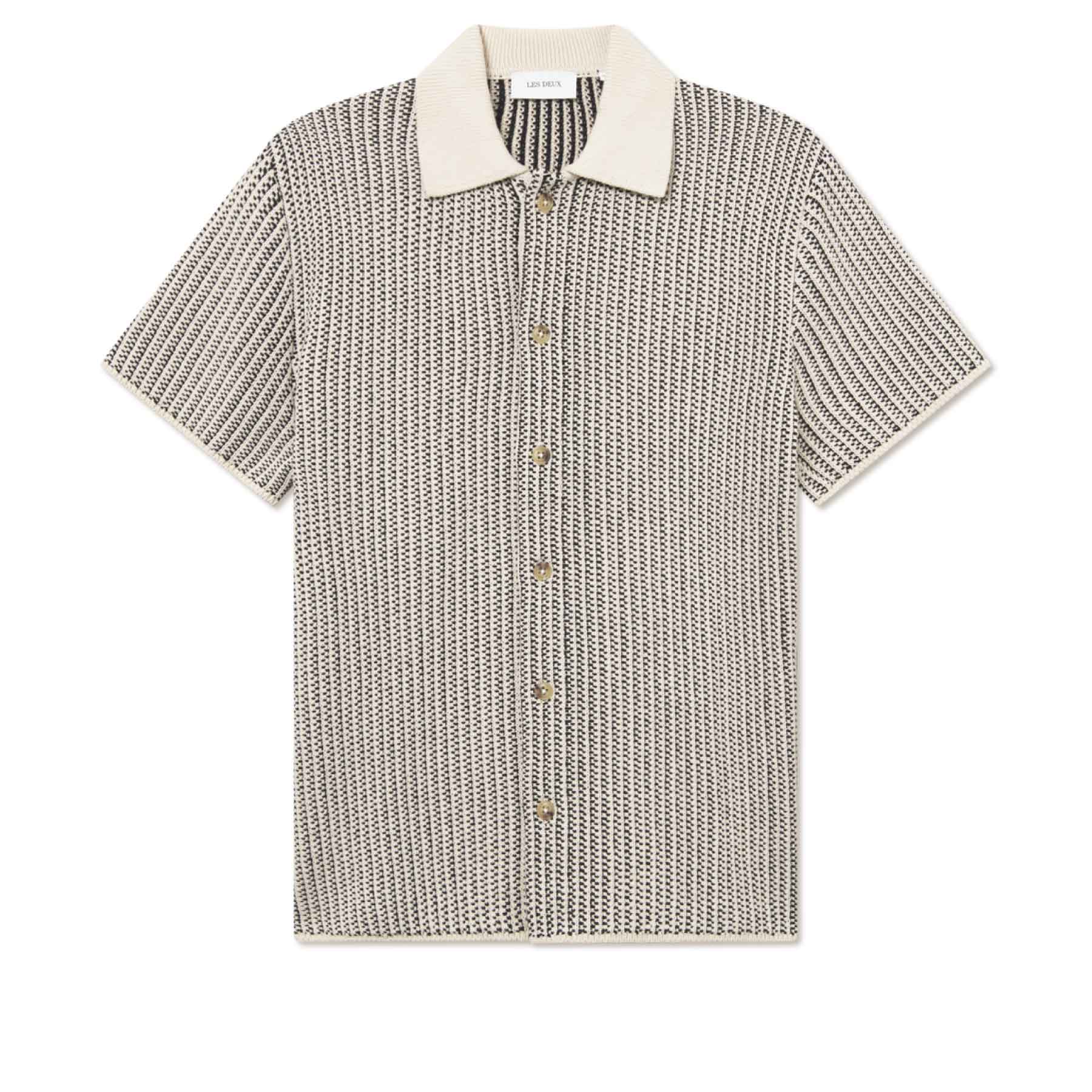 Easton Knitted SS Shirt Ivory Black