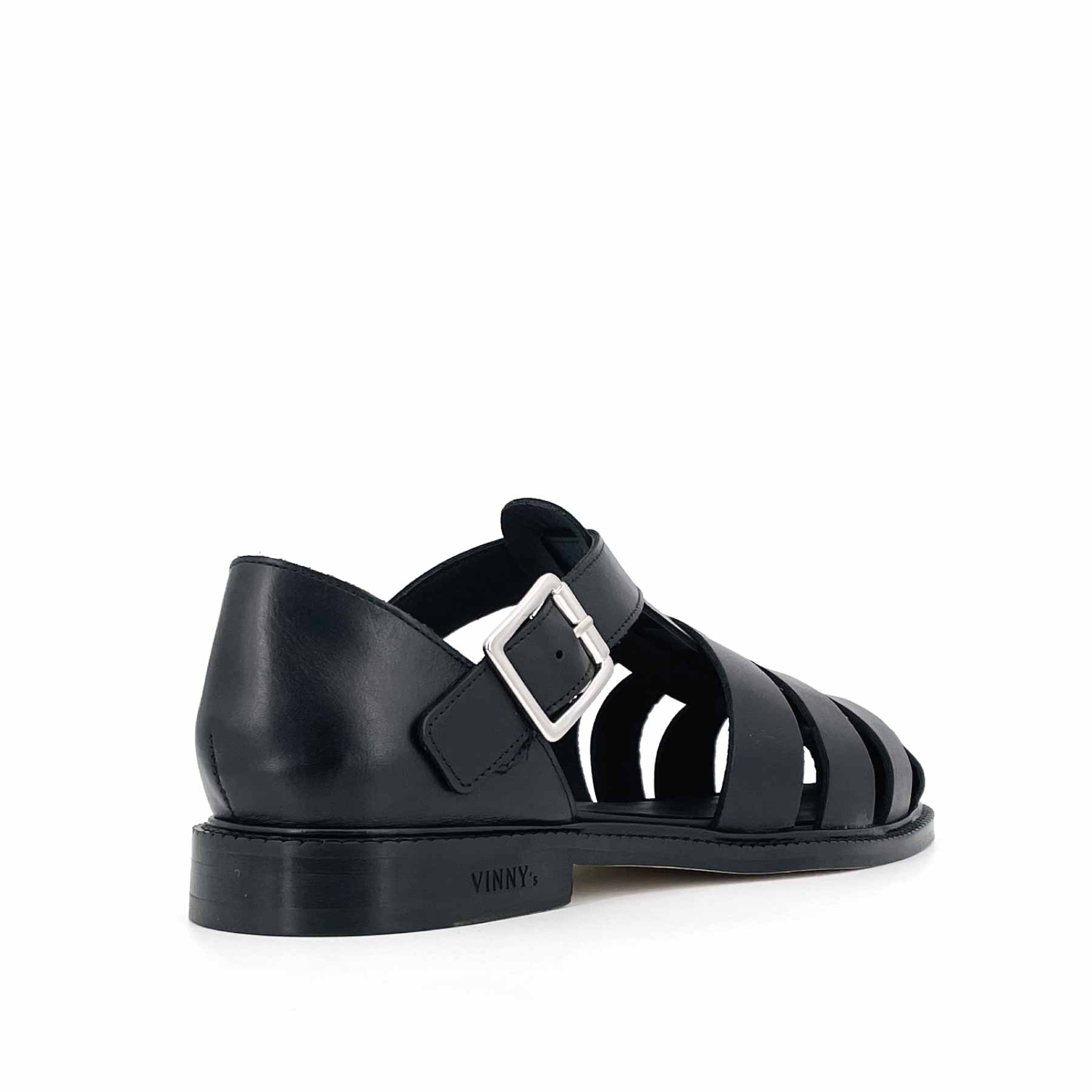 Fisherman Sandal Crust Leather Black