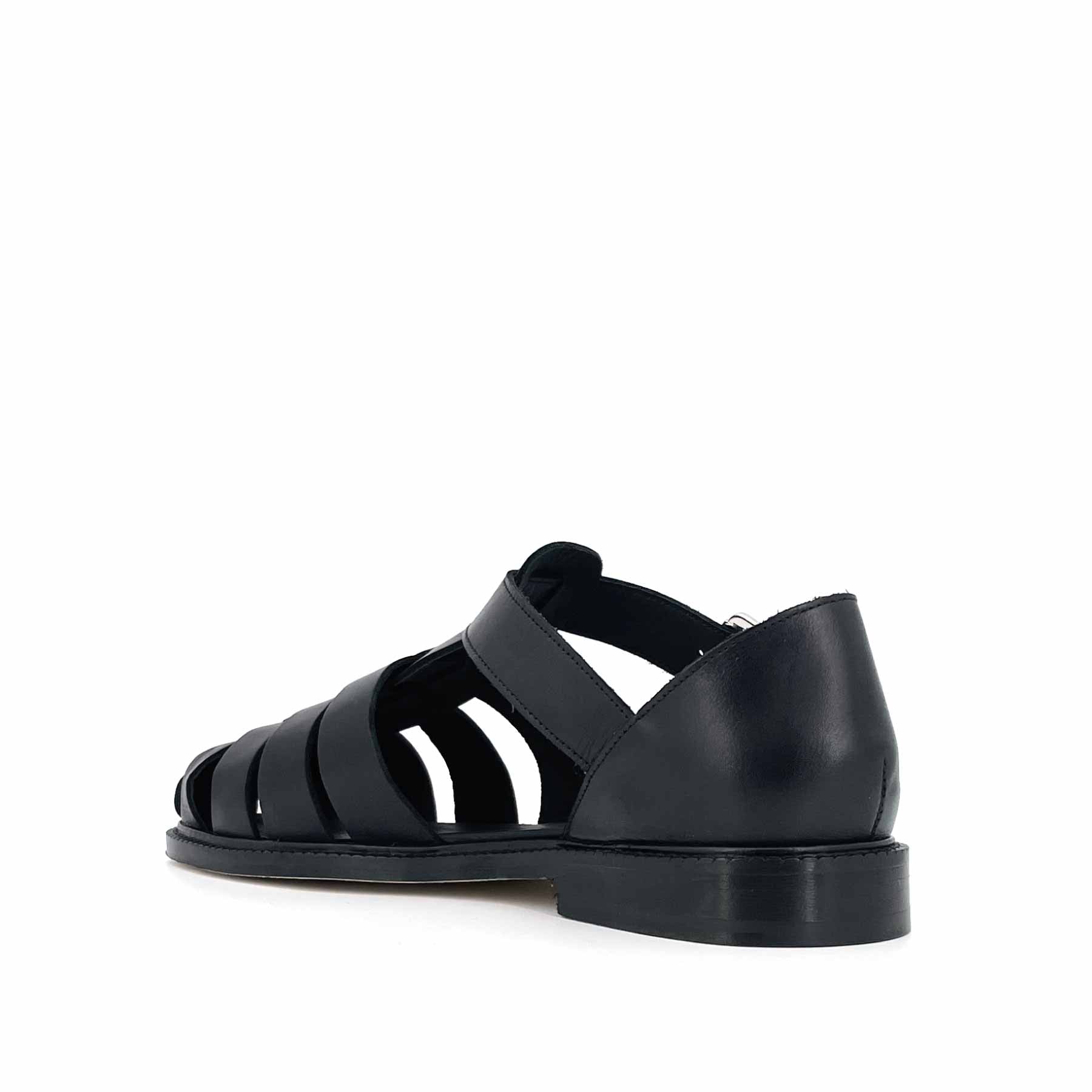 Fisherman Sandal Crust Leather Black