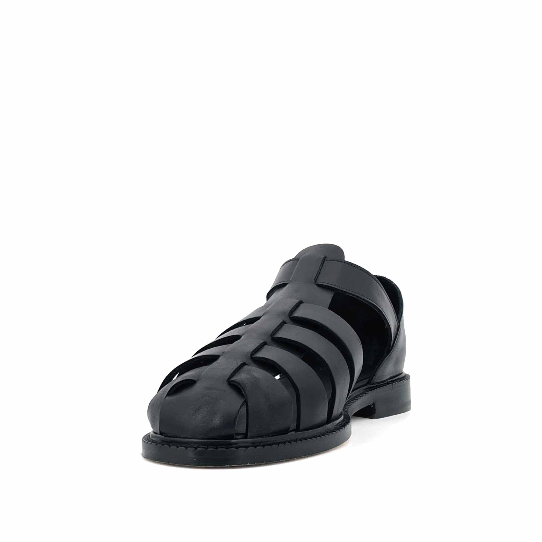 Fisherman Sandal Crust Leather Black