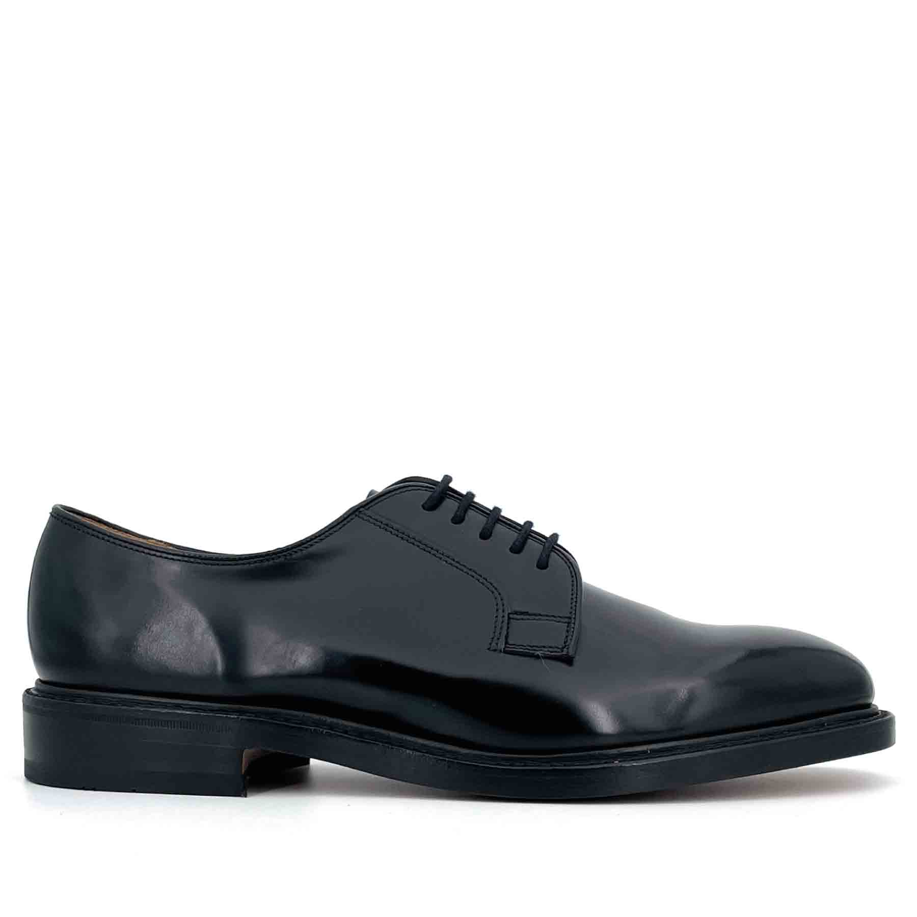 771 Black Polished Plain Front Derby